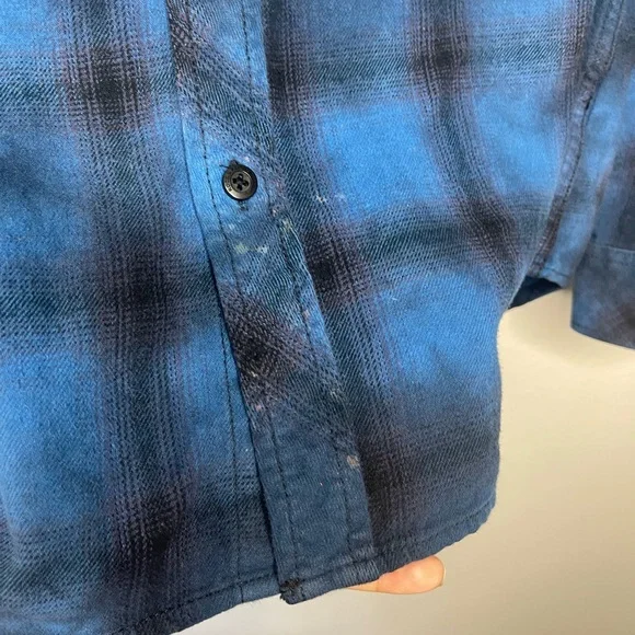 Rock & Republic Blue Black Plaid Flannel Haute Madre DIY Long Sleeve - Picture 6 of 8